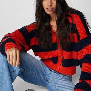 Nasty Gal Stripe Knit Cropped Cardigan